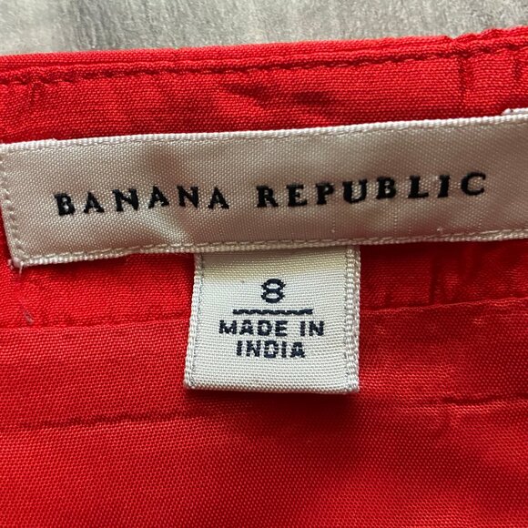 Banana Republic Red Silk Pleated A-Line Skirt - Picture 4 of 8